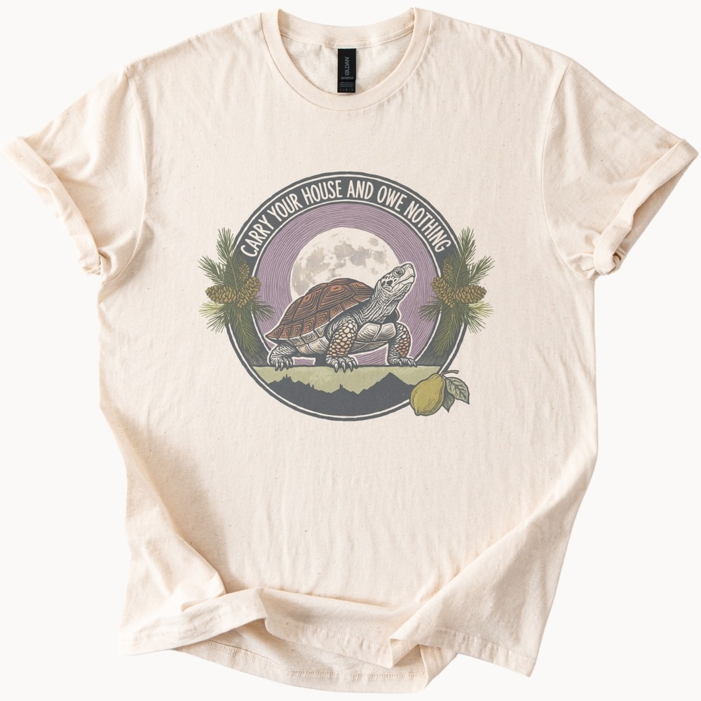 Turtle Shell Pattern Moon Phases Vintage Style Tee - Picture 3 of 5